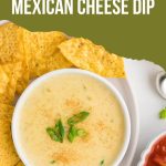 Mexican White Queso Cheese Dip with tortilla chips.