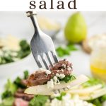 Grilled Steak Salad bite on a fork.