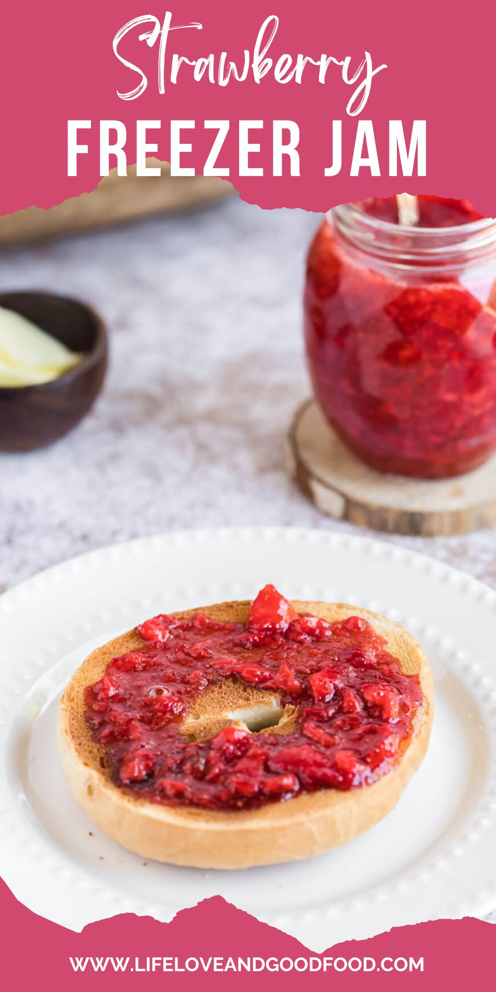 Easy No-Cook Strawberry Freezer Jam (Low Sugar) - Life, Love, and Good Food