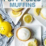 Easy Lemon Poppy Seed Muffins on a table with fresh lemons.