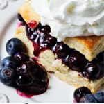 Blueberry Shortcake with whipped cream on a plate.