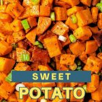 Roasted Sweet Potato Salad with Bacon on a platter.