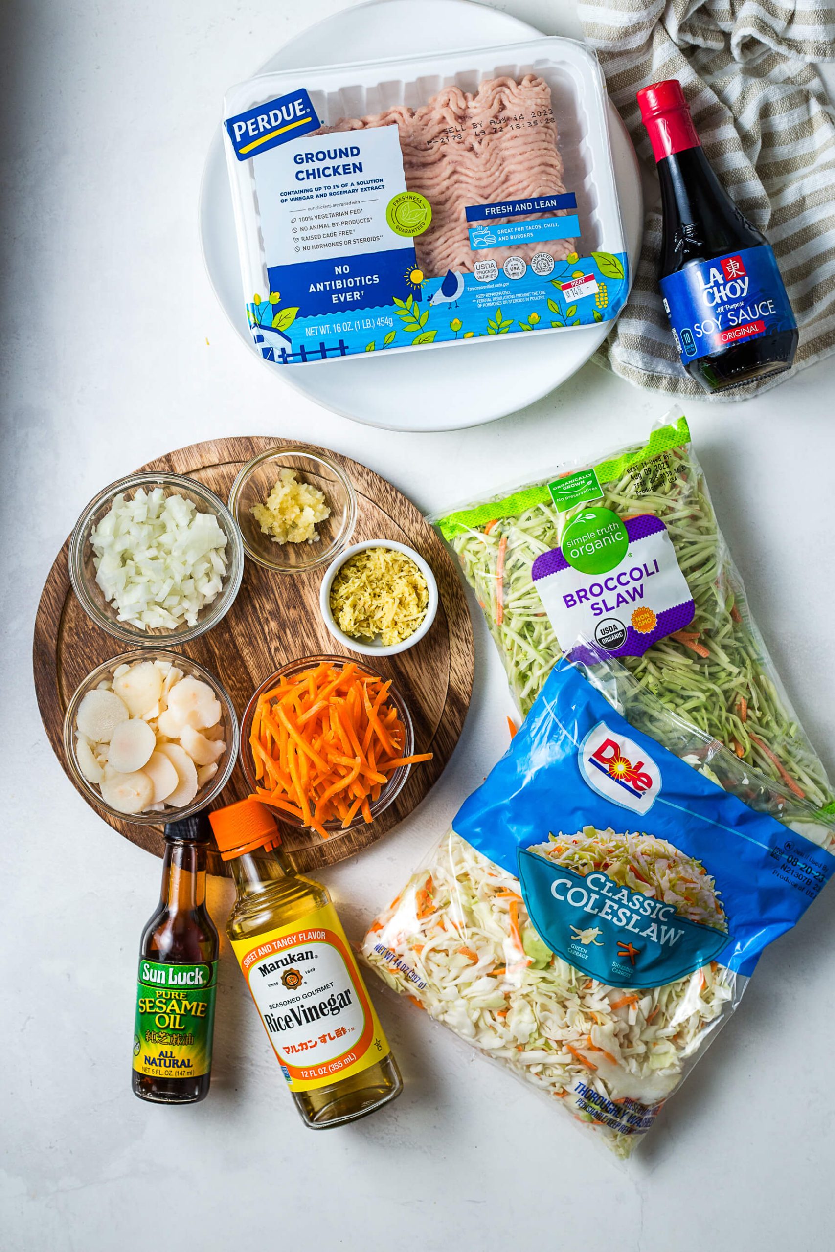 ingredients for instant pot egg rolls in a bowl on a table.