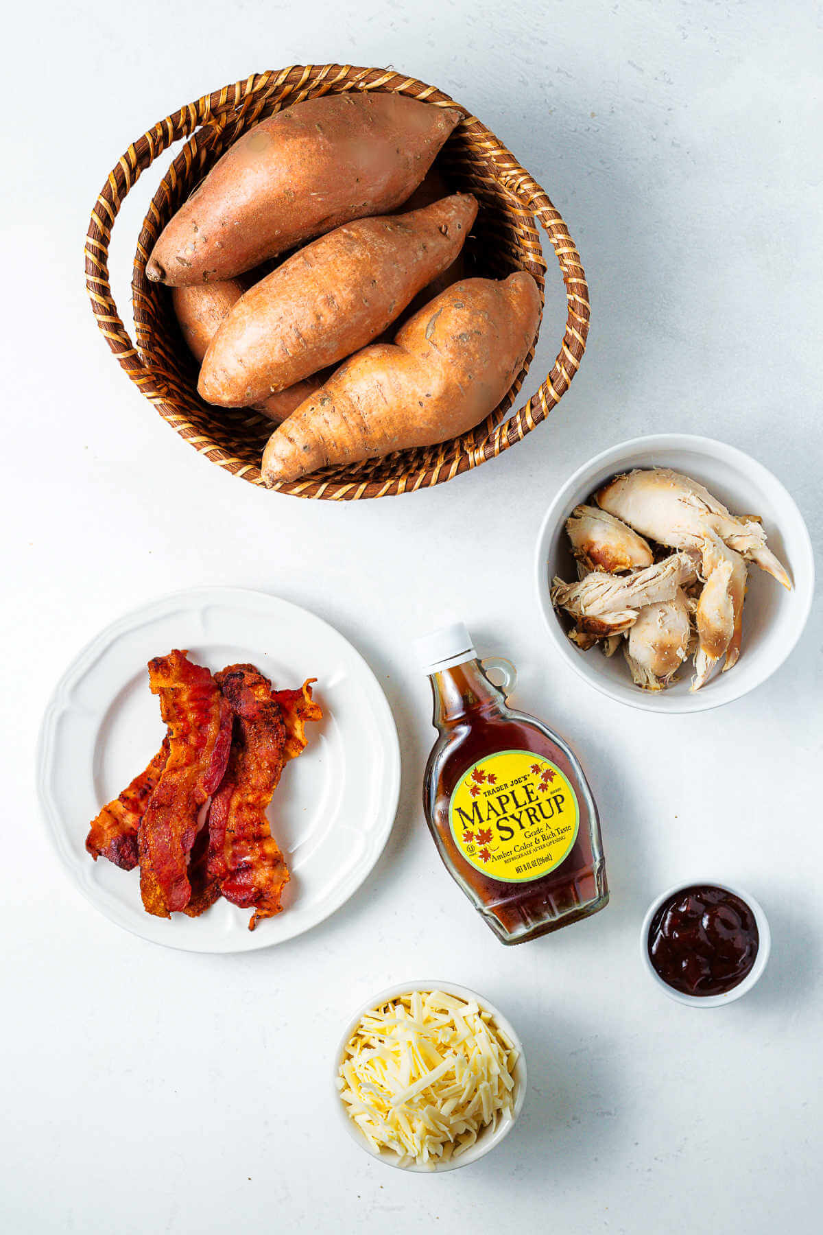 ingredients for sweet potato skins on a table.