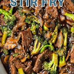 Easy Beef and Broccoli Stir Fry in a wok.