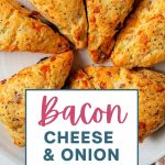 Bacon Cheddar Scones on a plate.