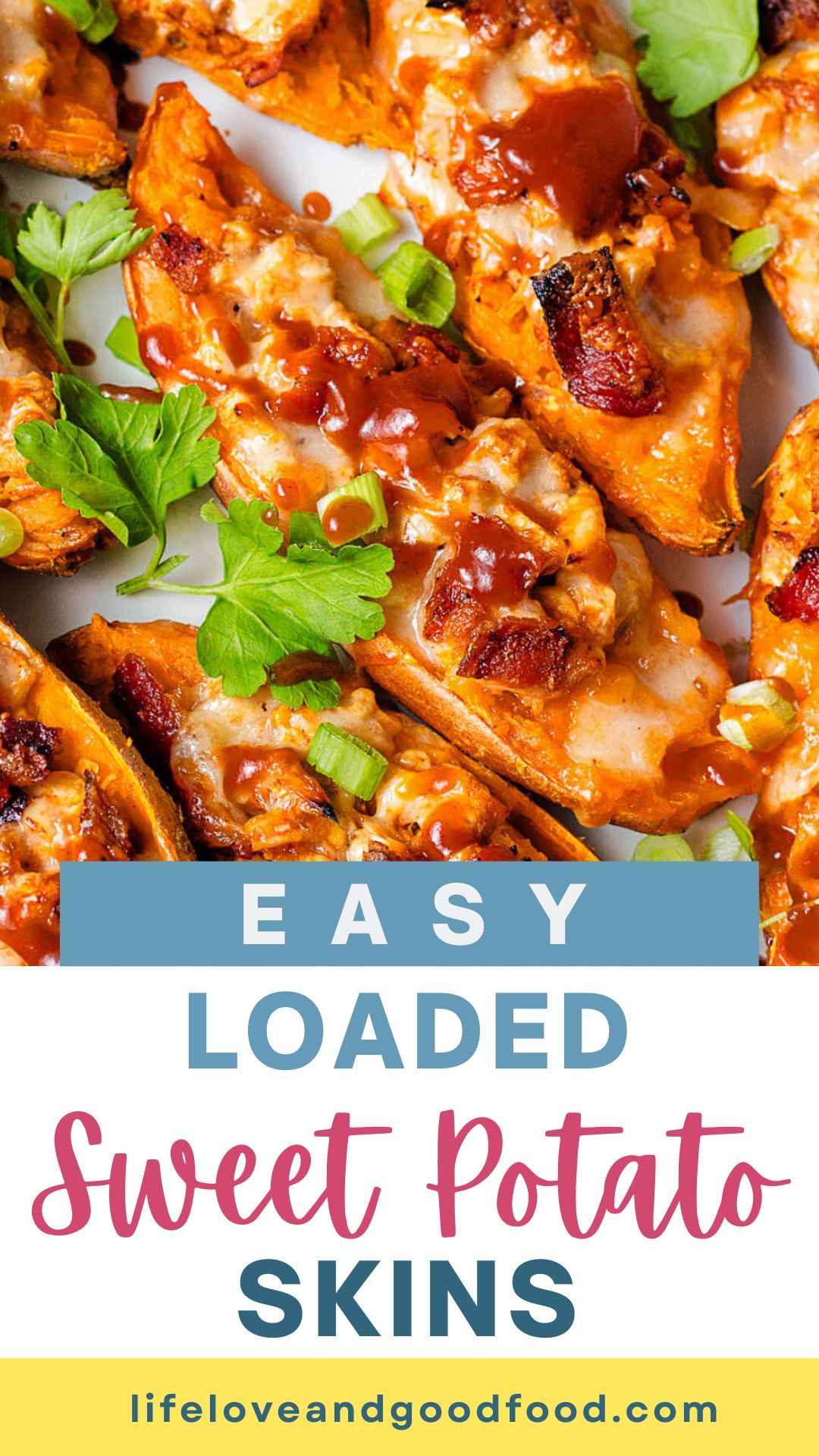 Loaded Sweet Potato Skins with BBQ, Bacon, and Cheese - Life, Love, and ...