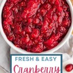 FRESH CRANBERRY CHUTNEY IN A BOWL ON A TABLE.