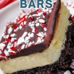 Peppermint Cheesecake Bars on a plate.