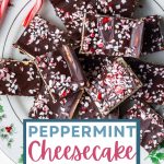 Peppermint Cheesecake Bars on a plate.