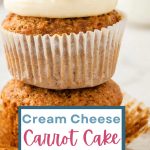 Carrot Cake Muffins stacked on top of each othere.