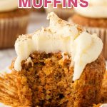 Carrot Cake Muffin with a bite missing.