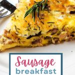 Sausage, Mushroom, and Cheese Breakfast Quiche on a serving plate.