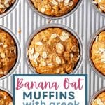 Banana Oat Muffins in a muffin tin.