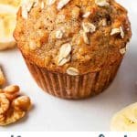 Banana Oat Muffin on a plate.