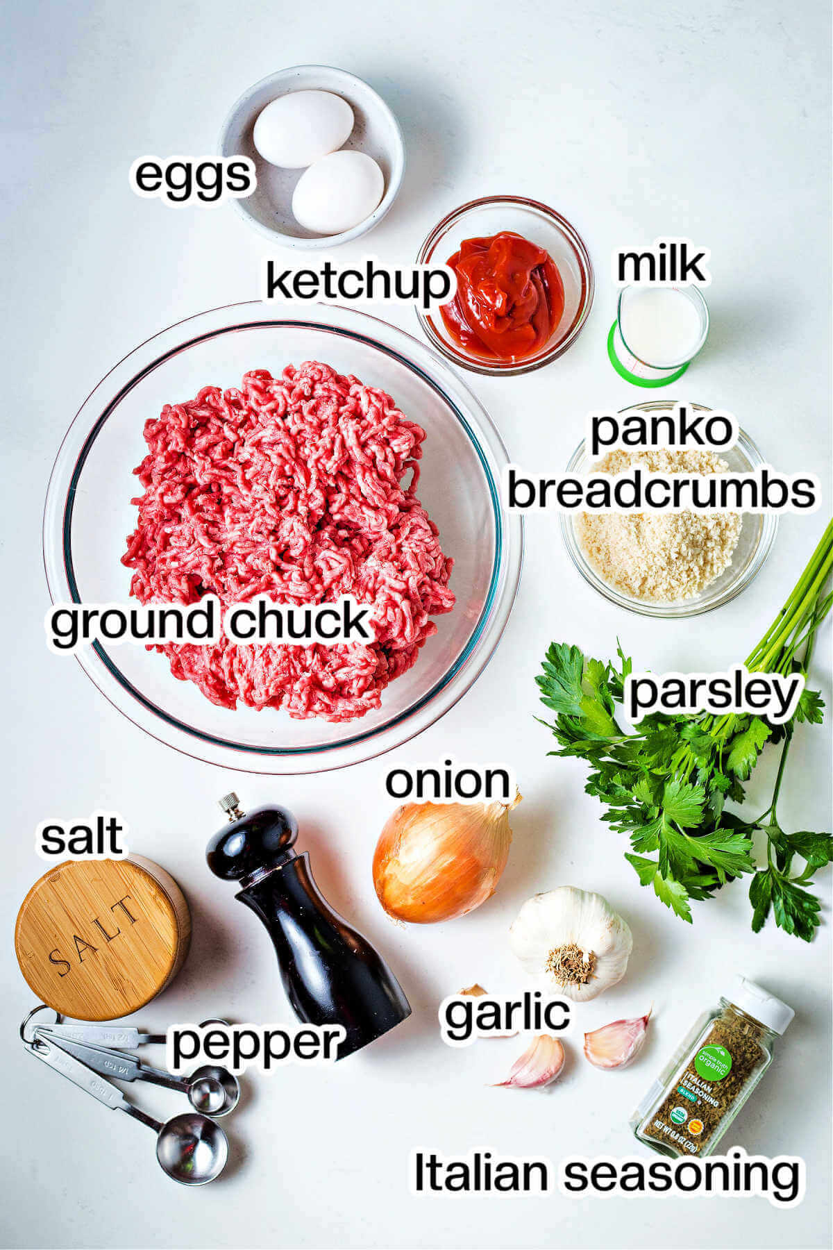 Ingredients for smoked meatloaf on a table.
