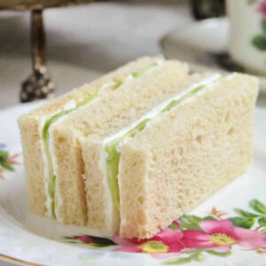 Cucumber Tea Sandwiches on a china plate.