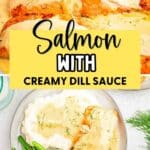 SALMON DILL CREAM SAUCE on a serving plate.