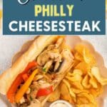 Chicken Philly Cheesesteak Sandwiches on a tray.