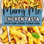 MARRY ME CHICKEN PASTA IN A SERVING DISH.