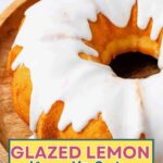 Lemon Bundt Cake on cake stand.