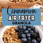 Air Fryer Granola in a bowl topped with fresh berries.