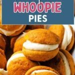 Pumpkin Whoopie Pies with Cream Cheese Filling on a plate.