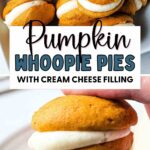 Pumpkin Whoopie Pies with Cream Cheese Filling on a plate.