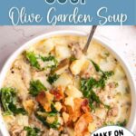 Olive Garden Zuppa Toscana Soup in a bowl on a table.