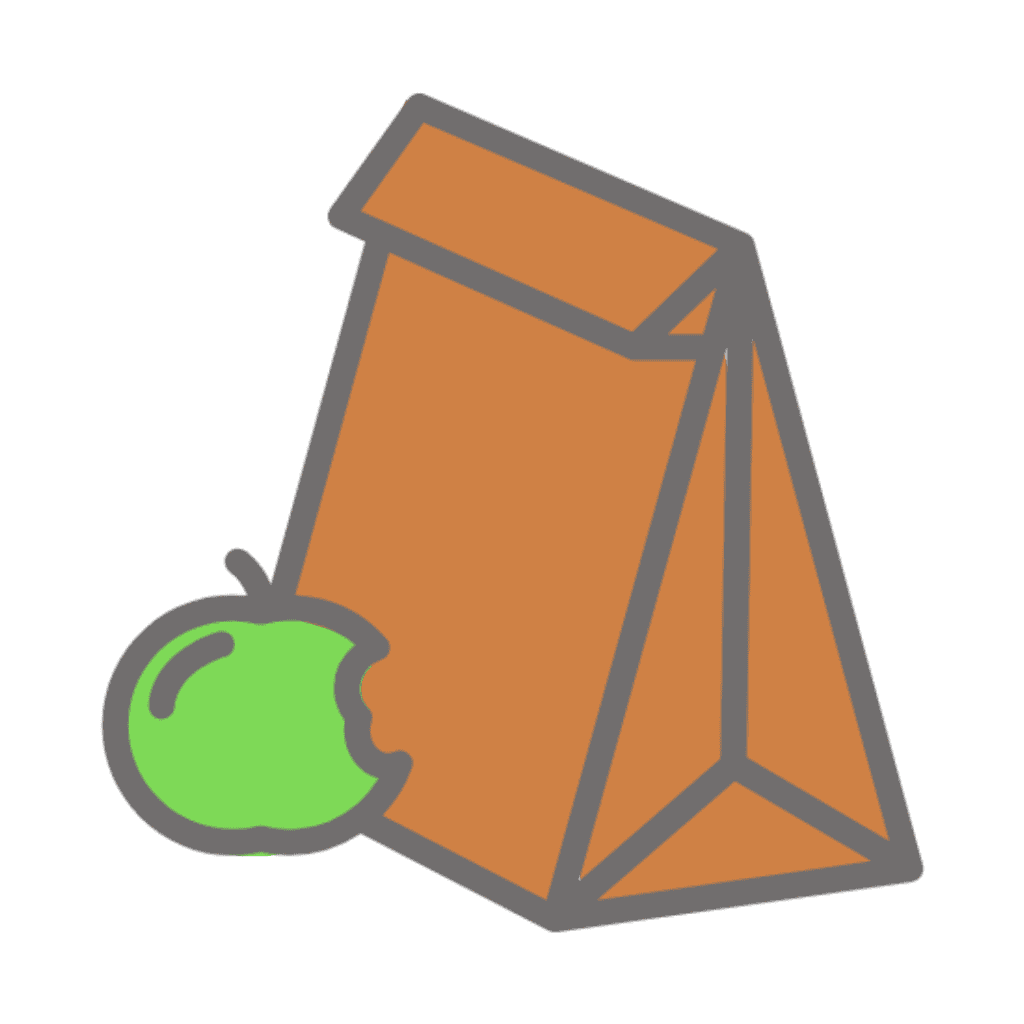 Illustration of a lunch sack with an apple.