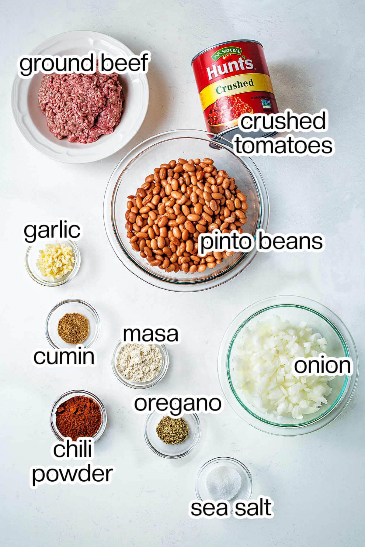 Ingredients for Red Chili on a table.