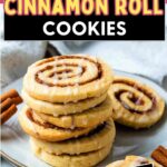 Cinnamon Roll Cookies on a plate on a table.