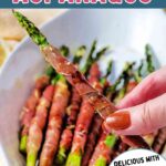 Crispy Prosciutto-Wrapped Roasted Asparagus in a serving dish.