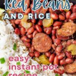 Instant Pot Red Beans and Rice on a plate on a table.