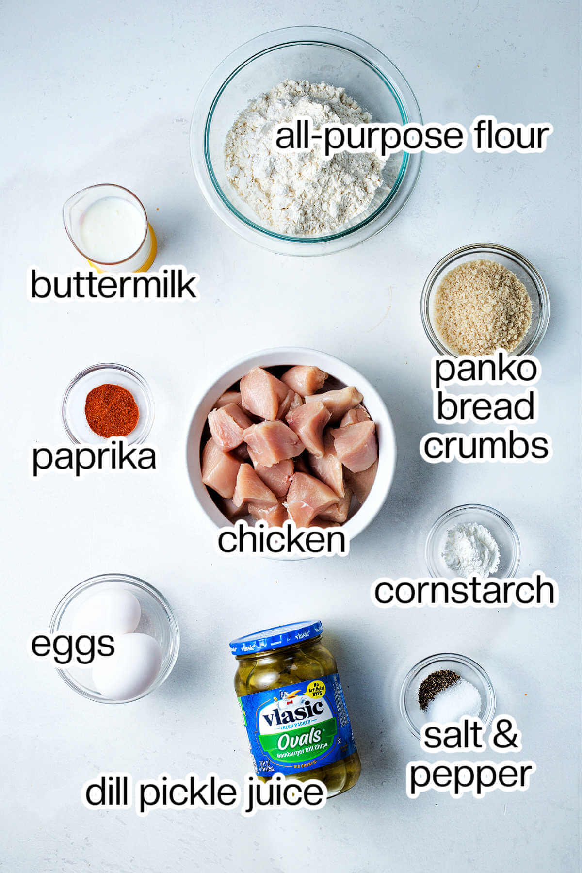 Ingredients for Chick Fila nuggets on a table.