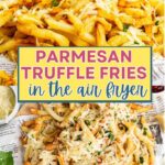 Parmesan Truffle Fries on a plate with dipping sauce to the side.