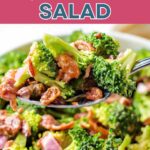 Broccoli Salad with Cranberries or Golden Raisins in a serving bowl.