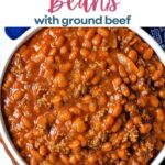 Slow Cooker Cowboy Beans in a bowl on a table.
