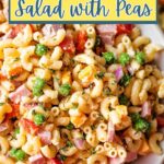 Macaroni Salad with Peas in a bowl.