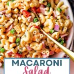 Macaroni Salad with Peas in a bowl.