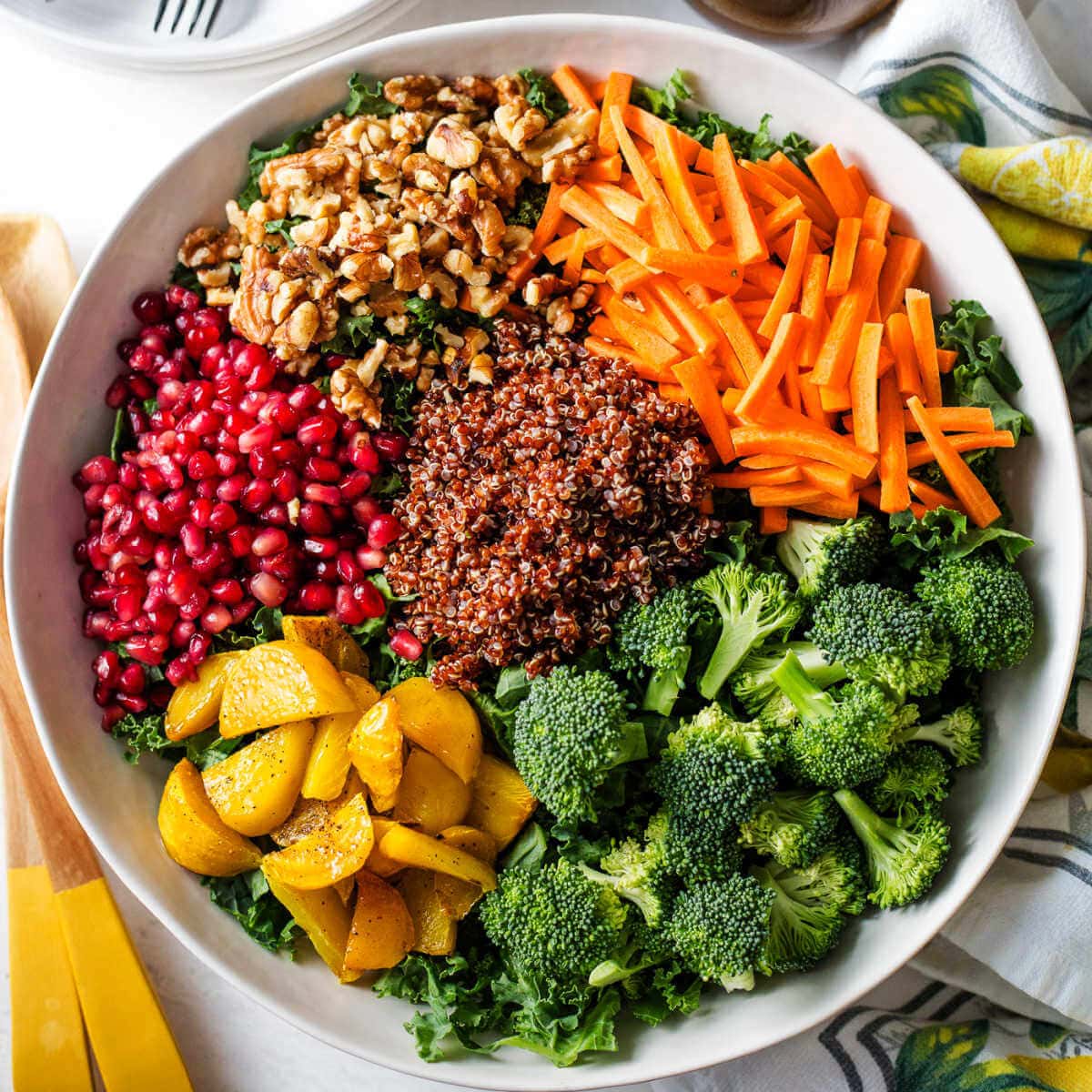 Ingredients for super food salad in a bowl.