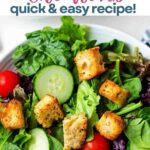 Air Fryer Croutons on a salad.