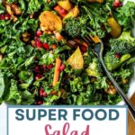 Super Food Salad with Sesame Ginger Dressing in a bowl on a table.