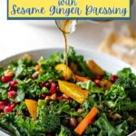 Super Food Salad with Sesame Ginger Dressing in a bowl on a table.