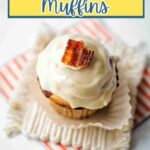 Bacon Muffin with Maple Glaze on a paper liner.
