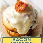 Bacon Muffin with Maple Glaze on a paper liner.