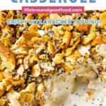 Poppy Seed Chicken Casserole in a baking dish.