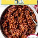 Hot Dog Chili in a white bowl on a table.
