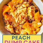 A serving of Peach Dump Cake in a bowl.