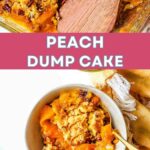 A serving of Peach Dump Cake in a bowl.